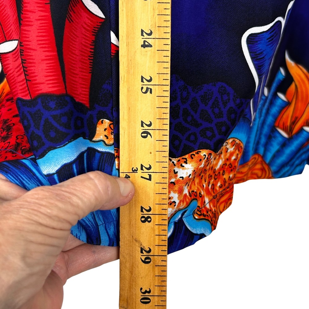 Cromer Resortwear Button Down Shirt Mens L Blue Tropical Fish Dolphin Hawaiian - Picture 7 of 9